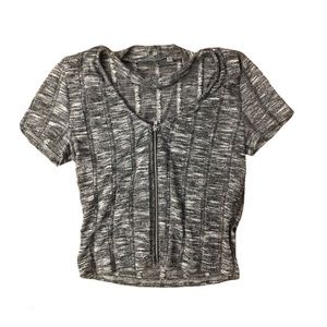 Charlotte Russe Choker Neck Zip-Front Crop Top